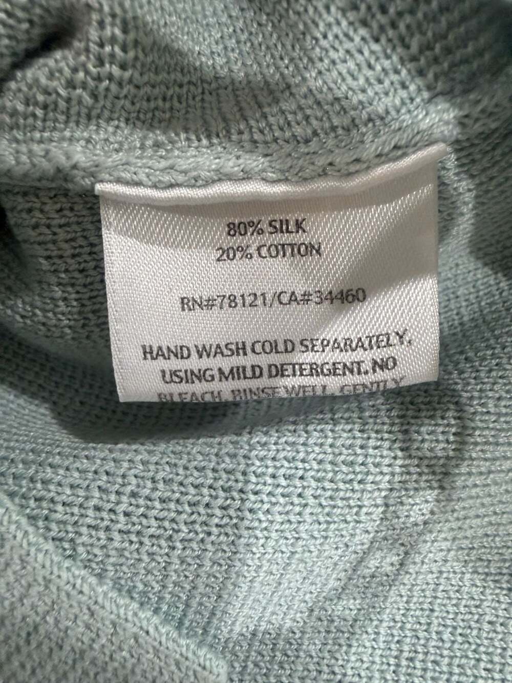 Eileen Fisher XL Silk Cotton Knit Cardigan Sage Green Collared Quiet Luxury - Picture 5 of 7